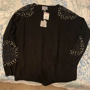 Black Crochet & Bling Sweater